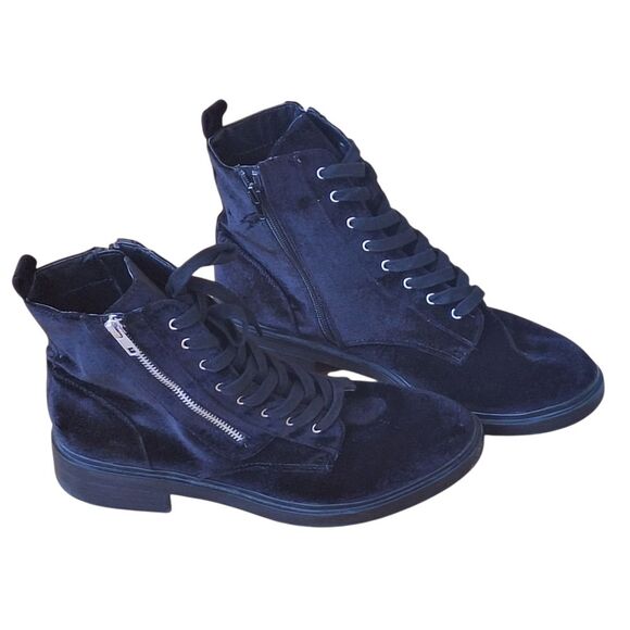 Black Velvet Booties American Eagle Zip + Lace Up Ankle Boots Women's size 10 - Picture 15 of 16